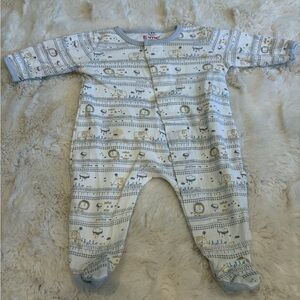 Easy Magnetic Close Blue and White Baby One Piece